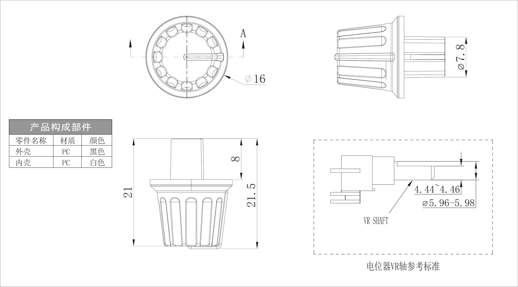 塑料双色旋钮 X81